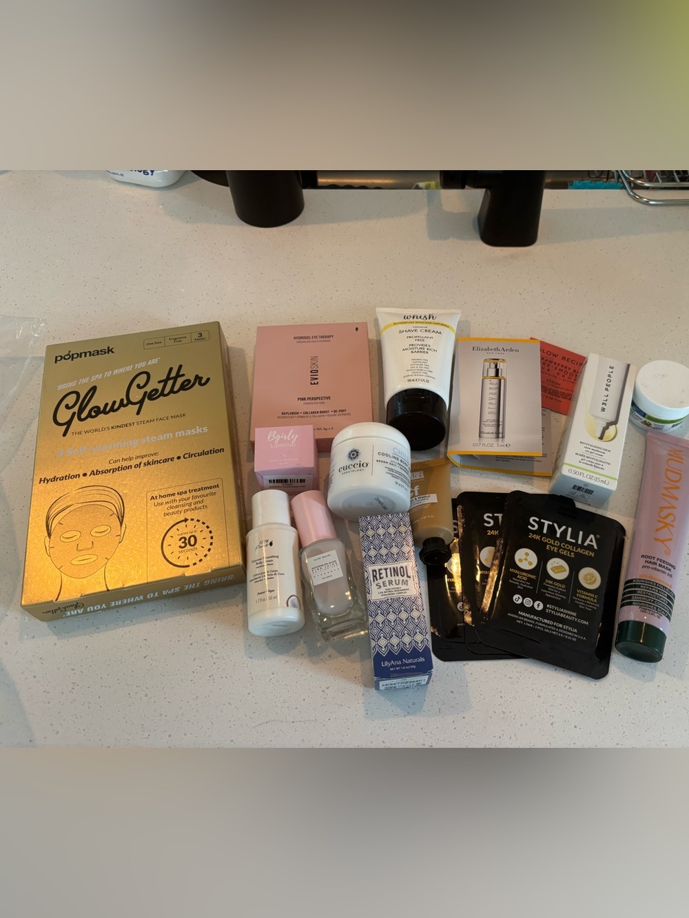 Bundle of high end skincare products glow recipe 100% pure evio skin